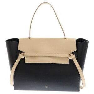 Celine Belt Bag Handbag Two Tone Leather Beige Tan Black